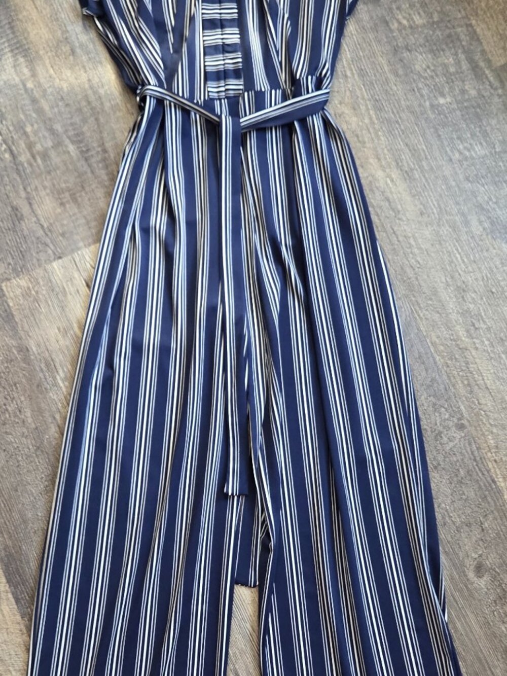 Jumpsuit Navy & White Striped Cap Sleeves Sz 10 by Monteau
